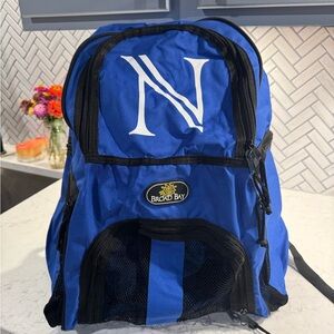 Monogrammed N Backpack for soccer or volleyball.